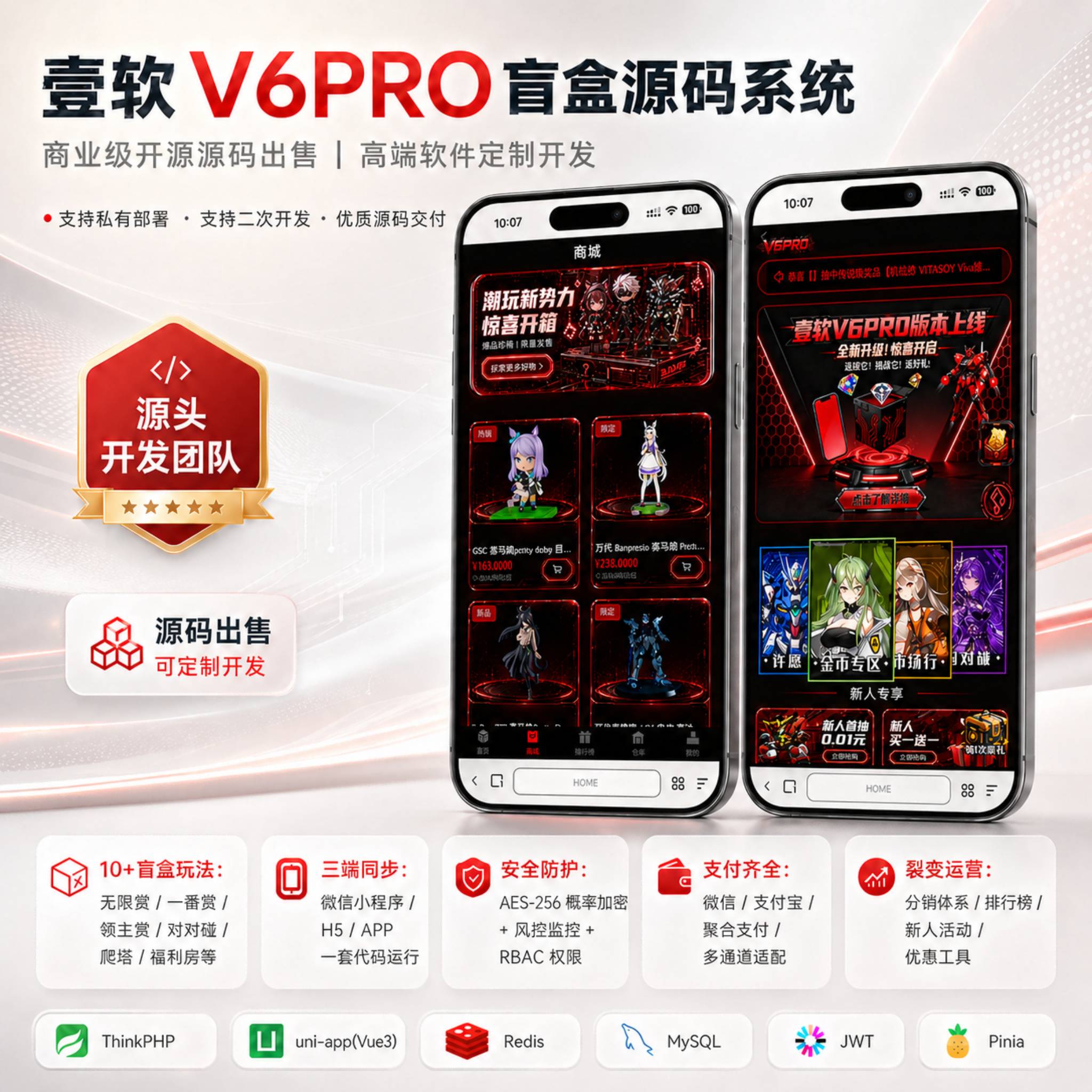 【壹软V6PRO】全开源盲盒系统/Uniapp前端+PHP后端/一番赏+爬塔+排名榜+无限赏 产品素材1