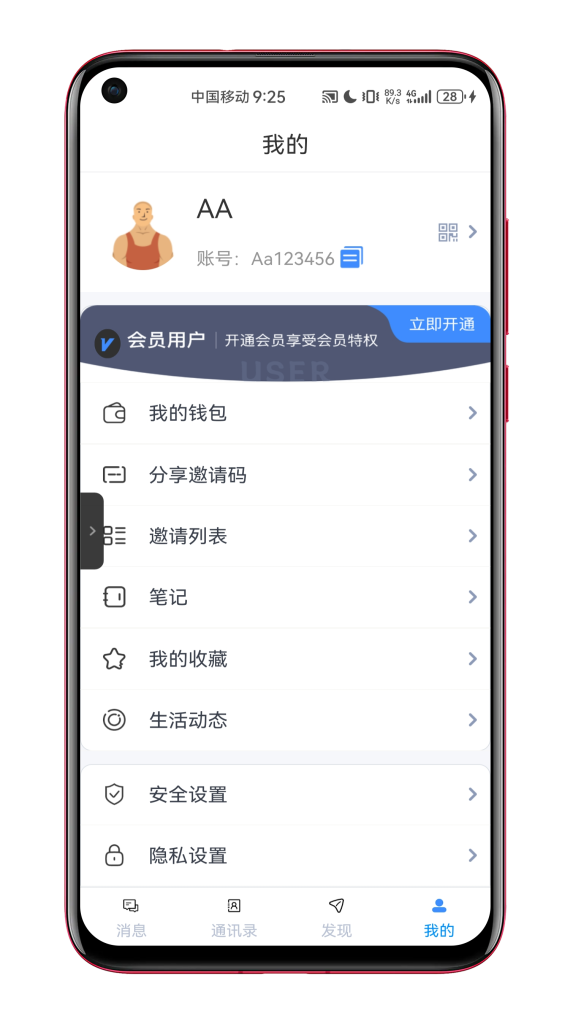 移动端聊天与功能展示
